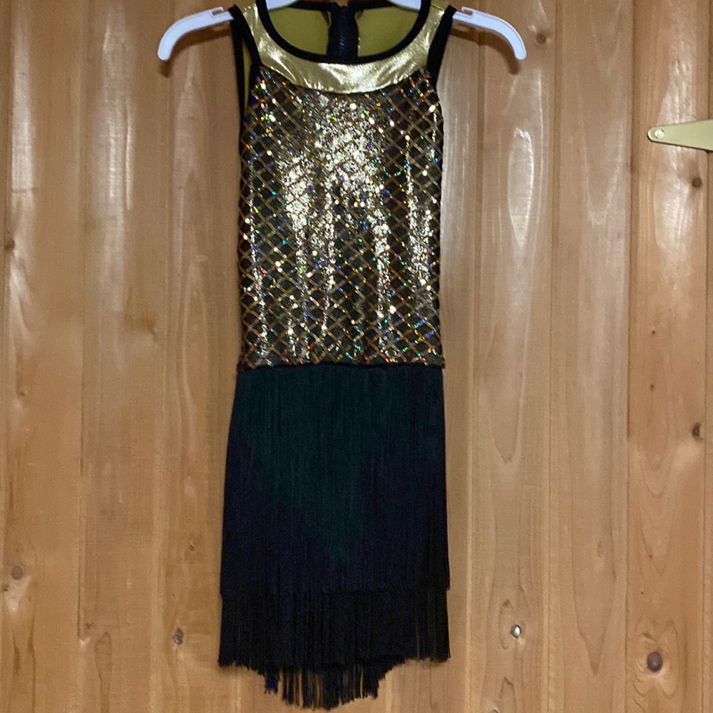 Gold and Black fringed dance costume